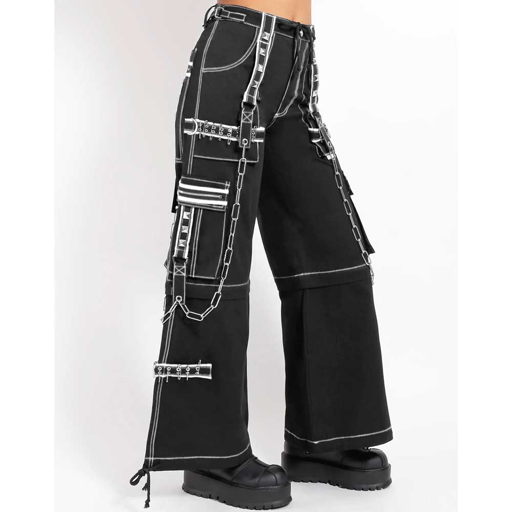 Tripp NYC - Crazy Piper Pantalon large - Fermeture éclair - Noir/Blanc
